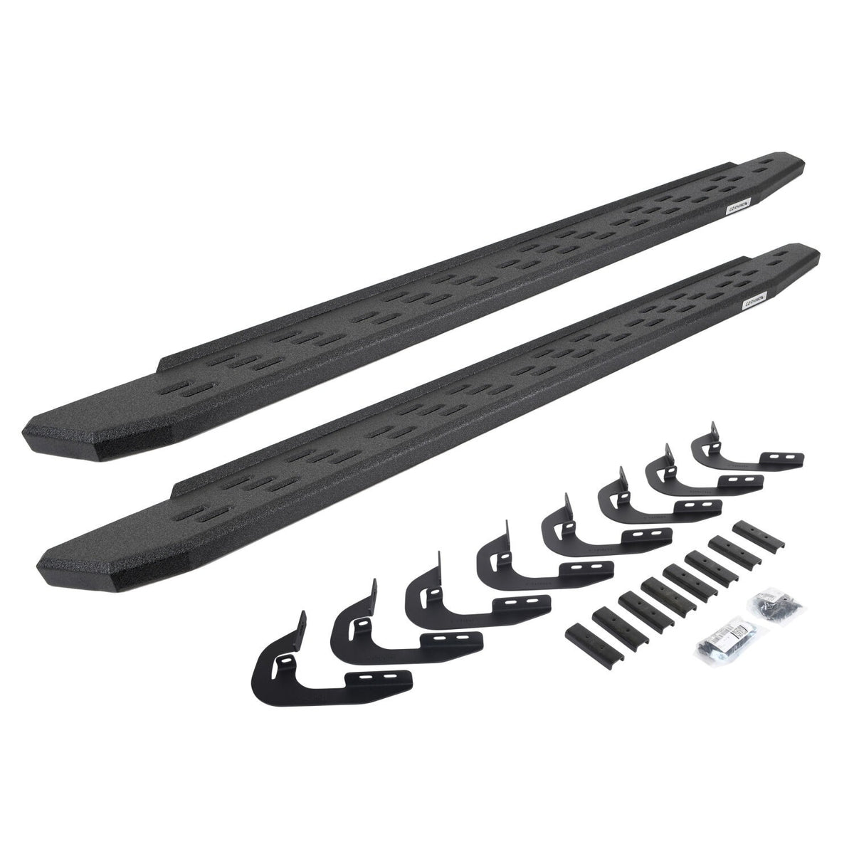RB30 Running Boards with Mounting Bracket Kit Protective Bedliner Coating 2014-2018 Silverado/Sierra 1500 2015-2018 Silverado/Sierra 2500 HD/3500 HD Go Rhino