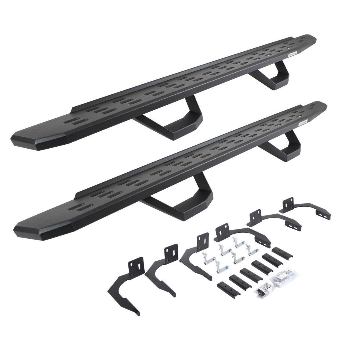 RB30 Running Boards with Mounting Brackets & 2 Pairs of Drops Steps Kit Textured Black 2009-2014 Dodge Ram 1500 Go Rhino