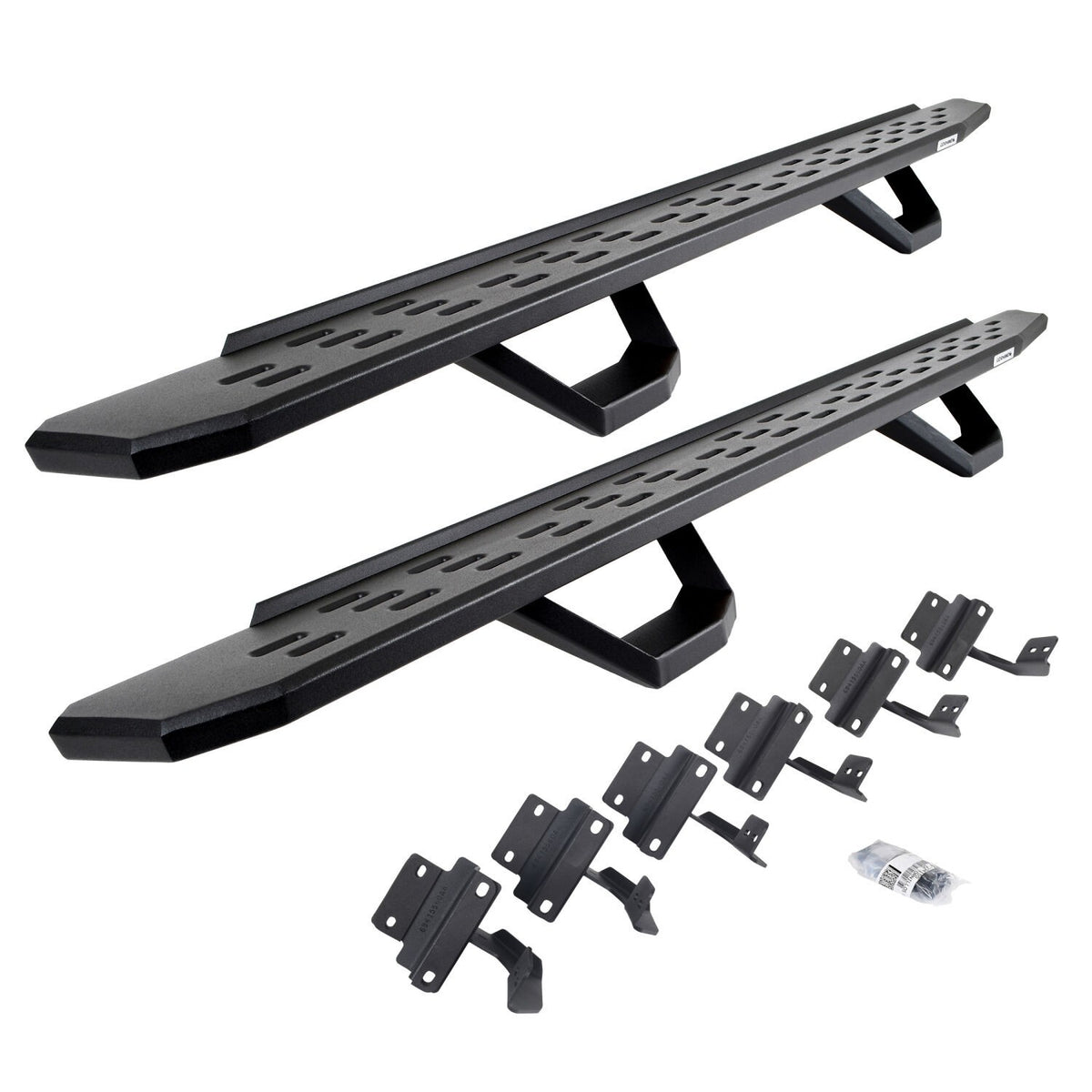 RB30 Running Boards with Mounting Brackets & 2 Pairs of Drops Steps Kit Textured Black 2004-2014 Ford F-150 Go Rhino