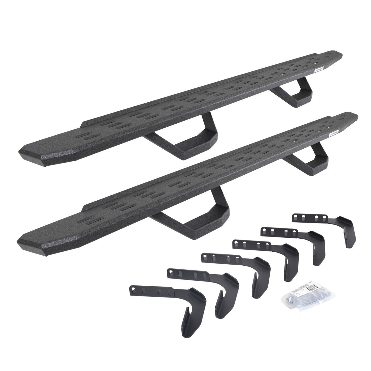 RB30 Running Boards with Mounting Brackets & 2 Pairs of Drop Steps Kit Portective Bedliner Coating 1999-2016 Ford F-250/F-350 Go Rhino
