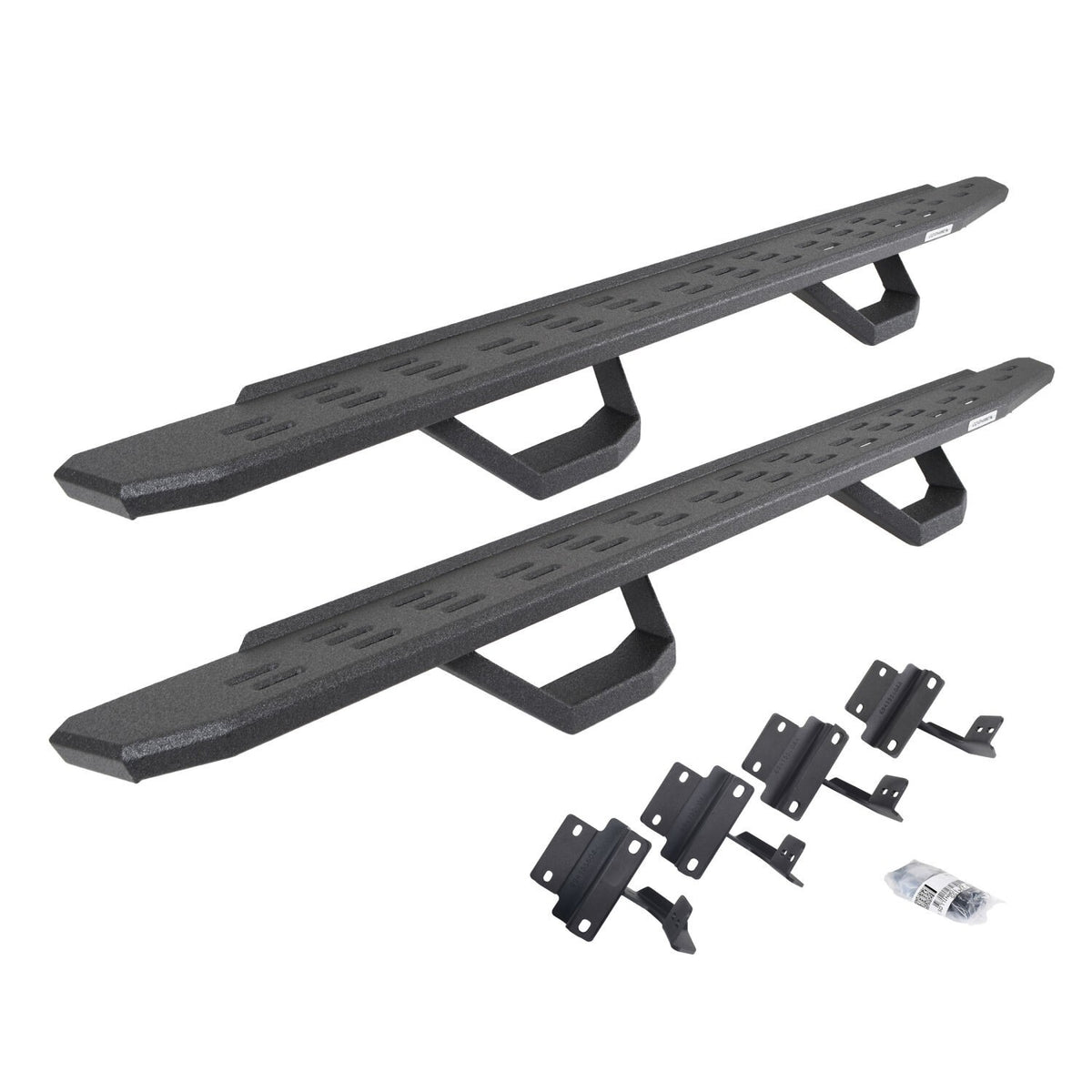 RB30 Running Boards with Mounting Brackets & 2 Pairs of Drops Steps Kit Protective Bedliner Coating 2015-2026 Ford F-150/ F-250/F-350 Go Rhino