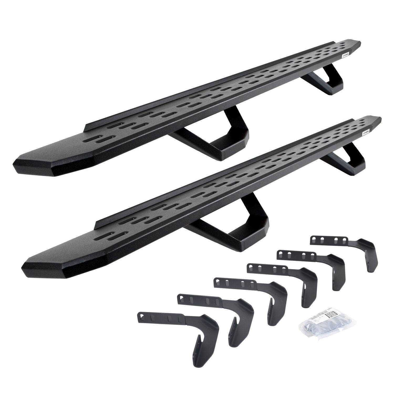 RB30 Running Boards with Mounting Brackets & 2 Pairs of Drops Steps Kit Textured Black 1999-2016 Ford F-250/F-350 Go Rhino