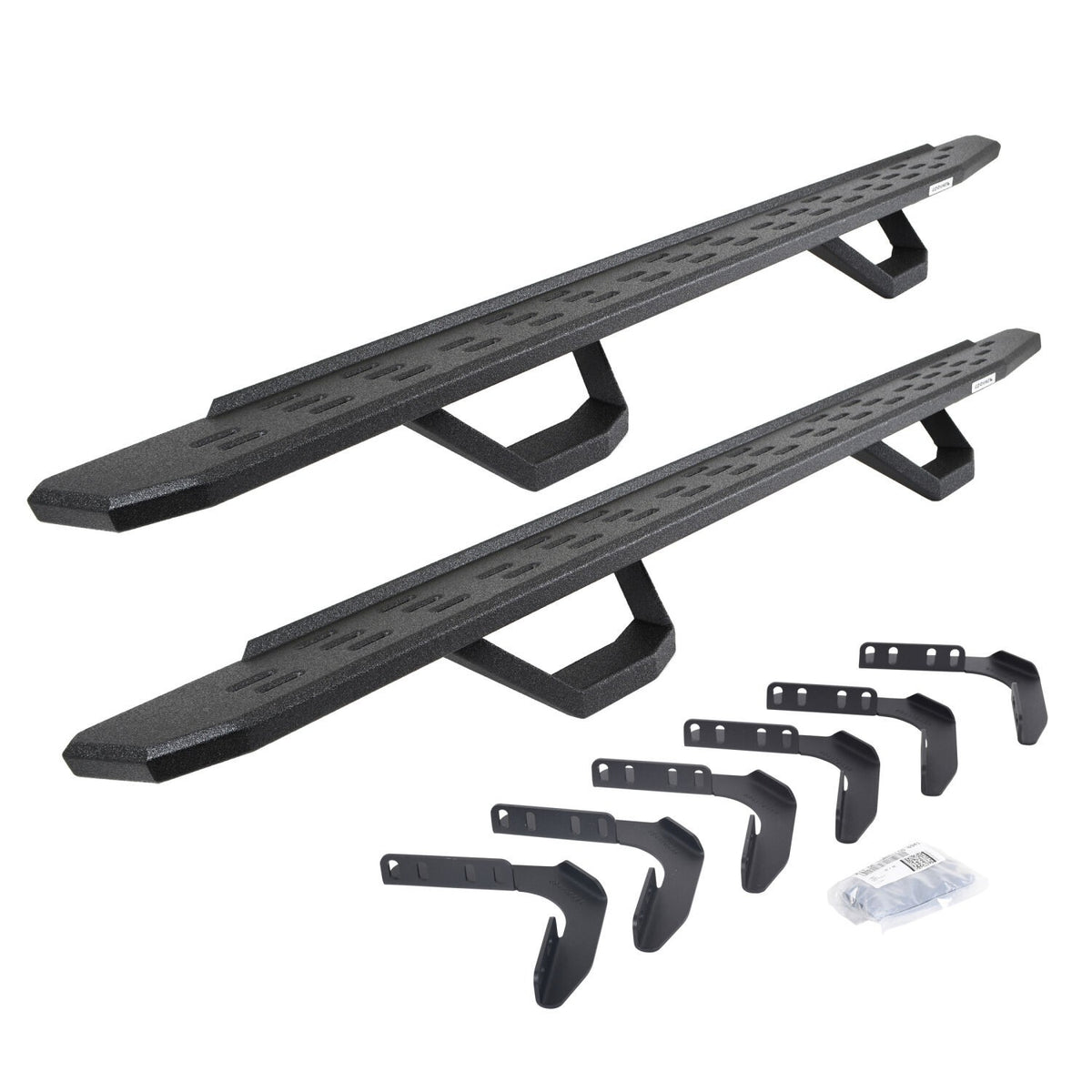 RB30 Running Boards with Mounting Brackets & 2 Pairs of Drops Steps Kit Protective Bedliner Coating 1999-2016 Ford F-250/F-350 Go Rhino