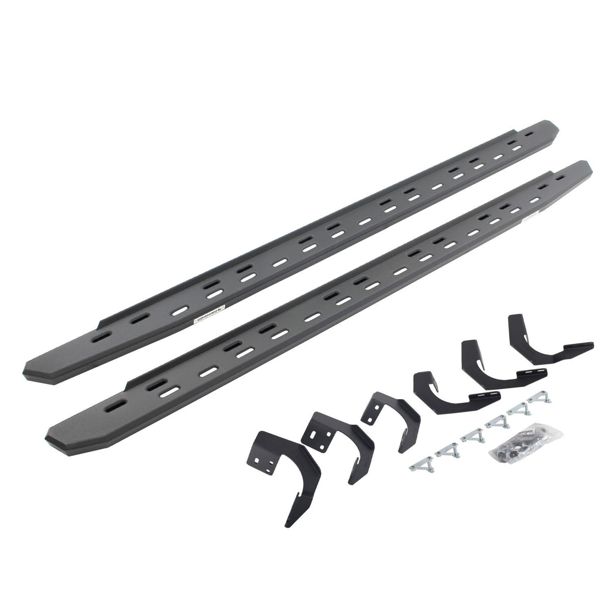 RB30 Slim Line Running Boards with Mounting Bracket Kit Textured Black 2015-2018 Ram 1500 Crew Cab Go Rhino