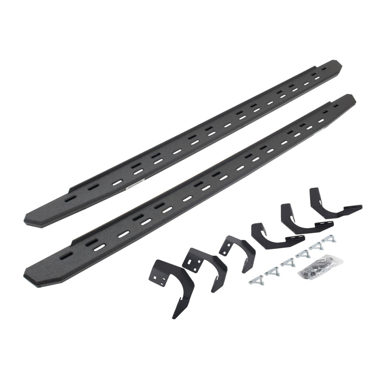 RB30 Slim Line Running Boards with Mounting Bracket Kit Protective Bedliner Coating 2015-2018 Ram 1500 Crew Cab Go Rhino