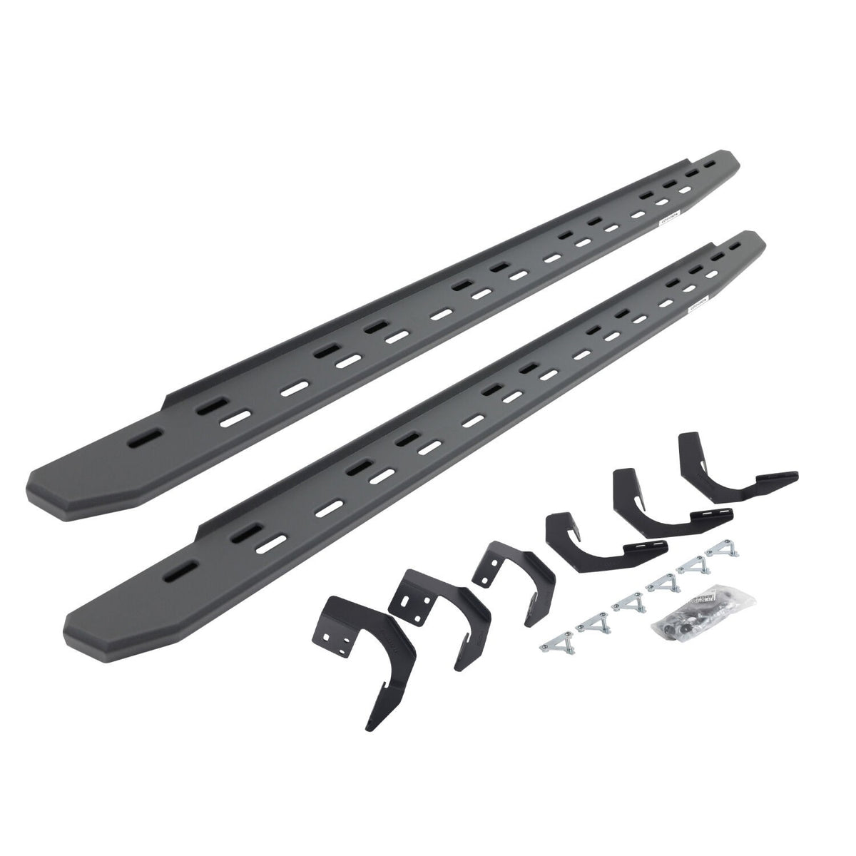 RB30 Slim Line Running Boards with Mounting Bracket Kit Textured Black 2015-2018 Ram 1500 Extended  Cab Go Rhino
