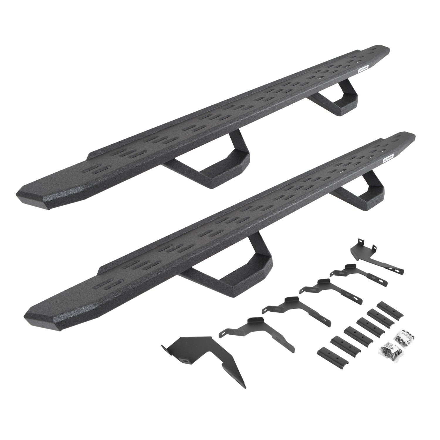 RB30 Running Boards with Mounting Brackets & 2 Pairs of Drops Steps Kit Protective Bedliner Coating 2019-2026 Ford Ranger Go Rhino