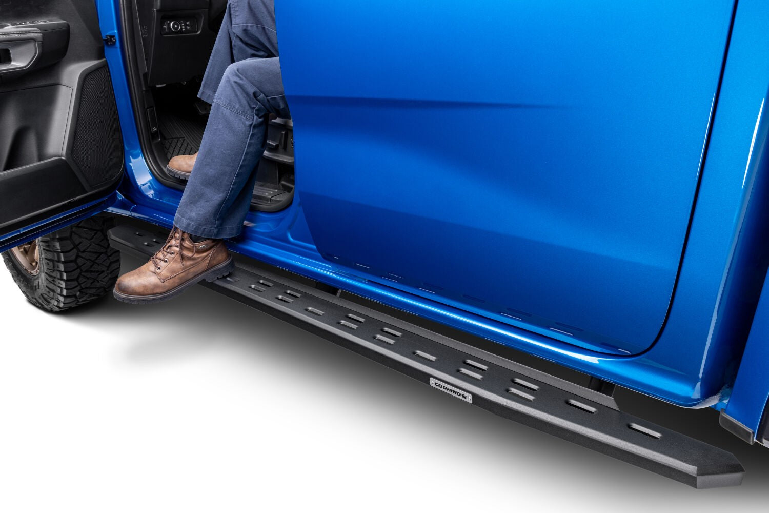 RB30 Slim Line Running Boards with Mounting Bracket Kit Textured Black 2019-2026 Ford Ranger Go Rhino
