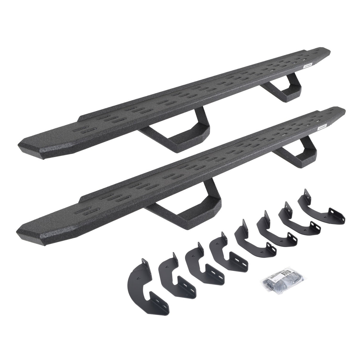 RB30 Running Boards with Mounting Brackets & 2 Pairs of Drops Steps Kit Protective Bedliner Coating 2007-2021 Toyota Tundra Extended Cab Go Rhino