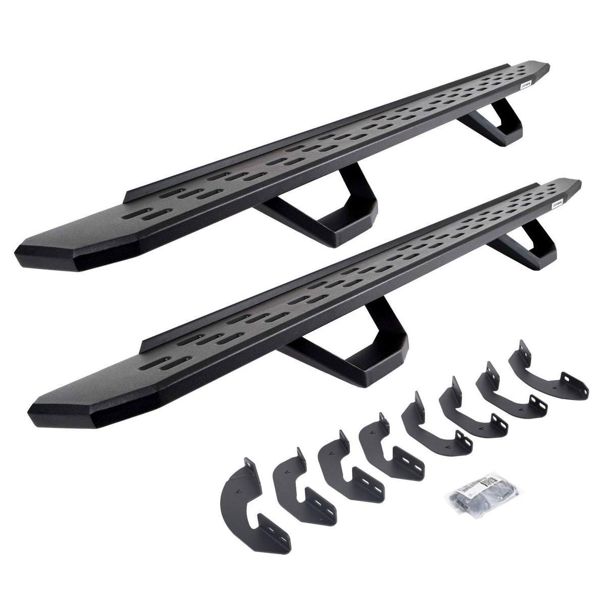 RB30 Running Boards with Mounting Brackets & 2 Pairs of Drops Steps Kit Textured Black 2007-2021 Toyota Tundra Go Rhino