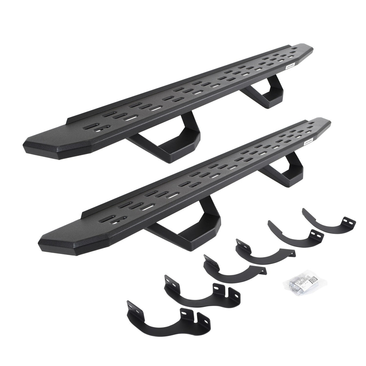 RB30 Running Boards with Mounting Brackets & 2 Pairs of Drops Steps Kit Protective Bedliner Coating 2014-2024 Toyota 4Runner Go Rhino