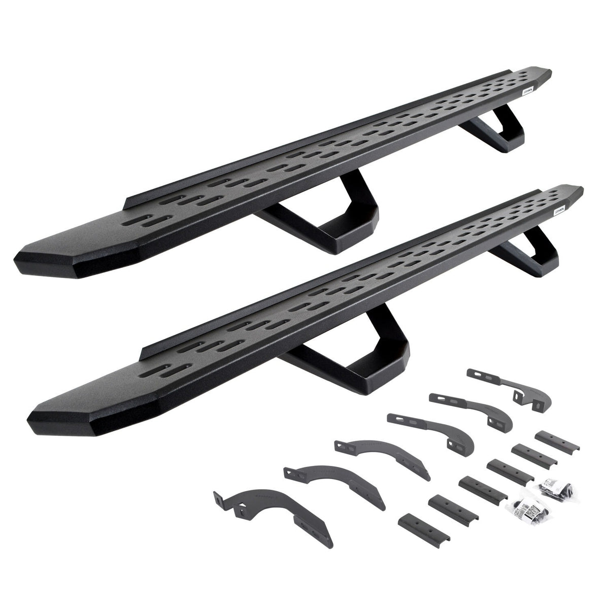 RB30 Running Boards with Mounting Brackets & 2 Pairs of Drops Steps Kit Textured Black 2005-2023 Toyota Tacoma Go Rhino