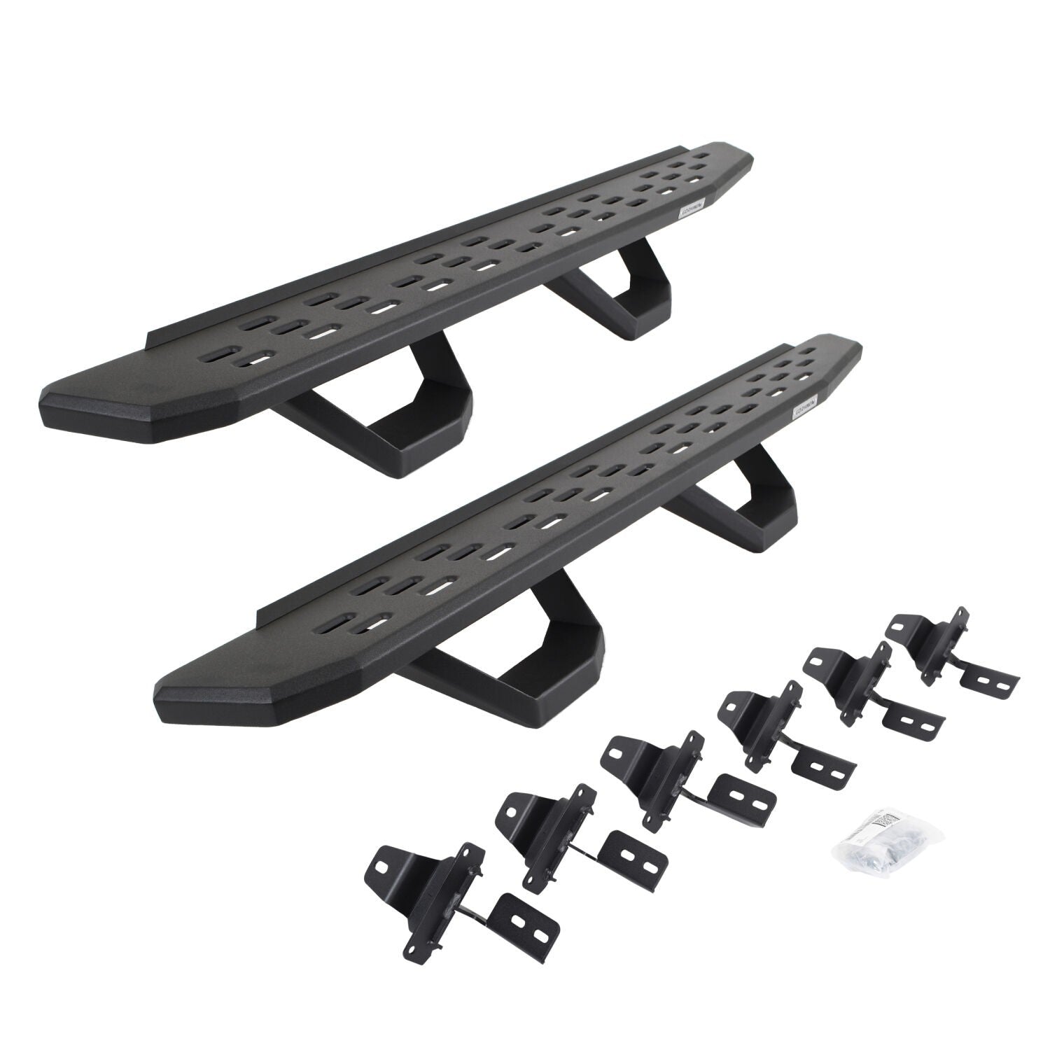 RB30 Running Boards with Mounting Brackets & 2 Pairs of Drops Steps Kit Textured Black For 2007-2018 Jeep Wrangler JK 4 Door Go Rhino