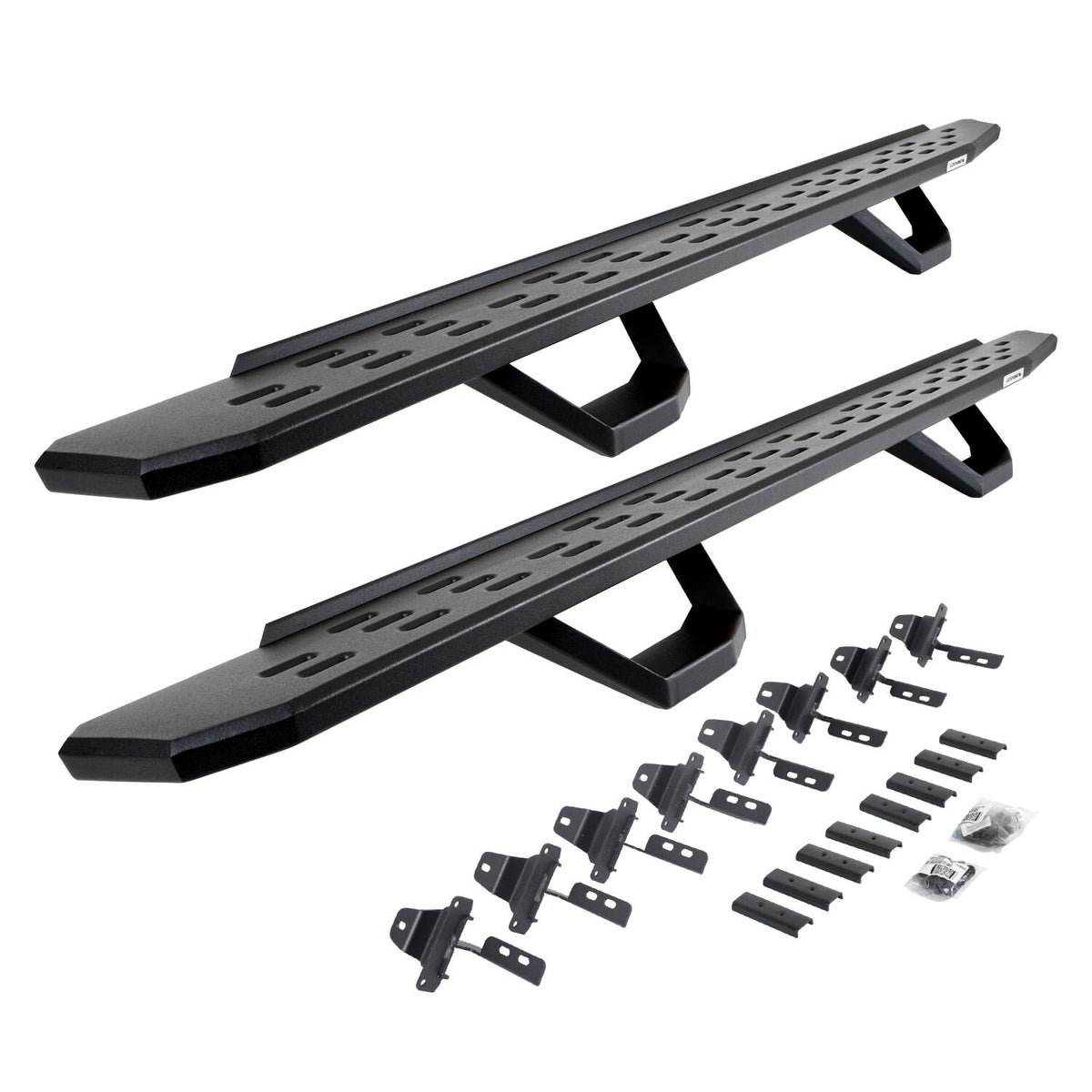 RB30 Running Boards with Mounting Brackets & 2 Pairs of Drops Steps Kit Textured Black 2020-2025 Jeep Gladiator Go Rhino