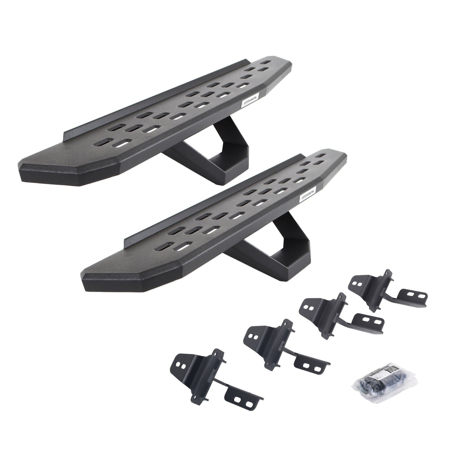 RB30 Running Boards with Mounting Brackets & 2 Pairs of Drops Steps Kit Textured Black For 2007-2018 Jeep Wrangler JK 2 Door Go Rhino
