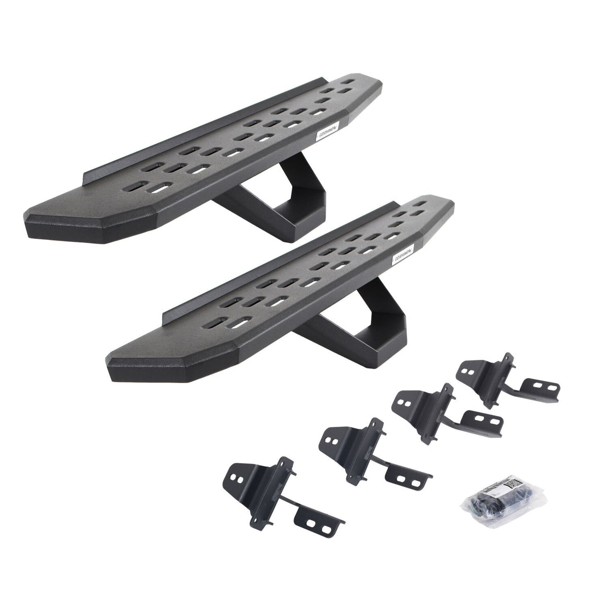 RB30 Running Boards with Mounting Brackets & 2 Pairs of Drops Steps Kit Textured Black For 2007-2018 Jeep Wrangler JK 2 Door Go Rhino