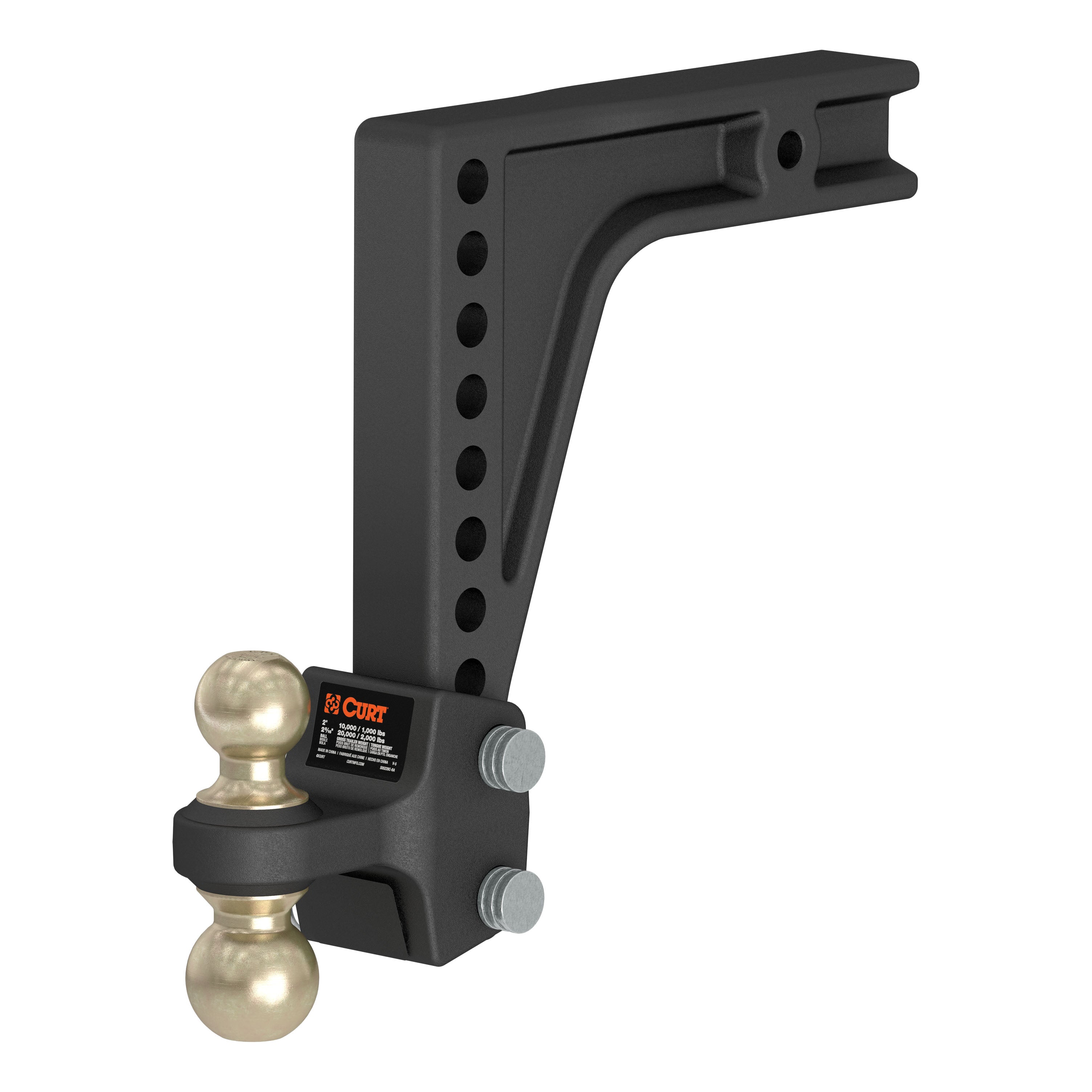 CURT HD Deep-Drop Adjustable Trailer Hitch Ball Mount with Dual Ball, 2-1/2" Shank, Up to 20,000 lbs Model 45939
