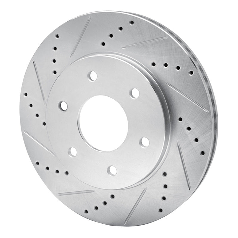 R1 04-05 Infiniti QX56 Front Left Drilled & Slotted Silver Brake Rotor