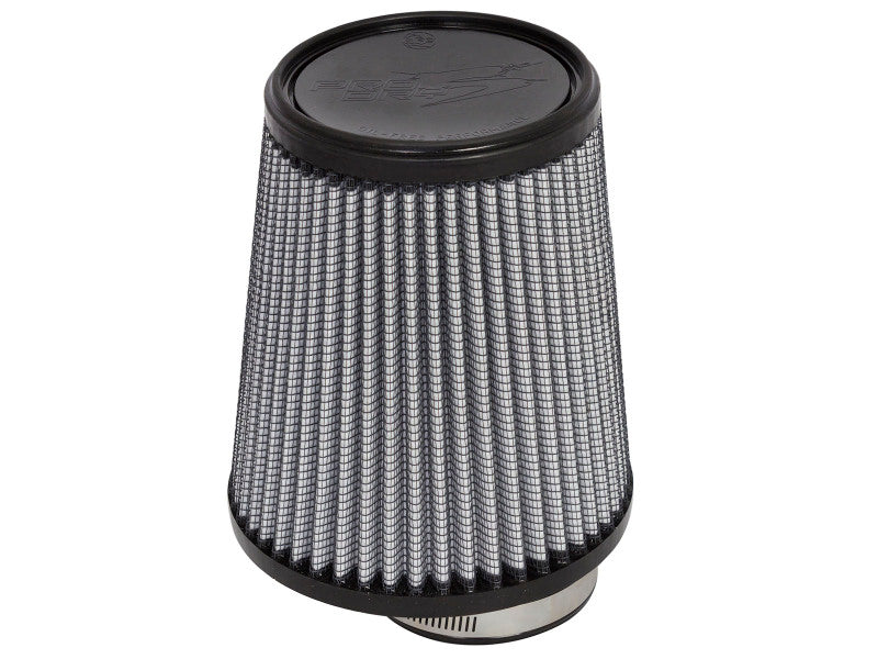 Afe Magnum FLOW universal air filter with a conical design, featuring a 3-inch inlet, 6-inch base, and 7-inch height.