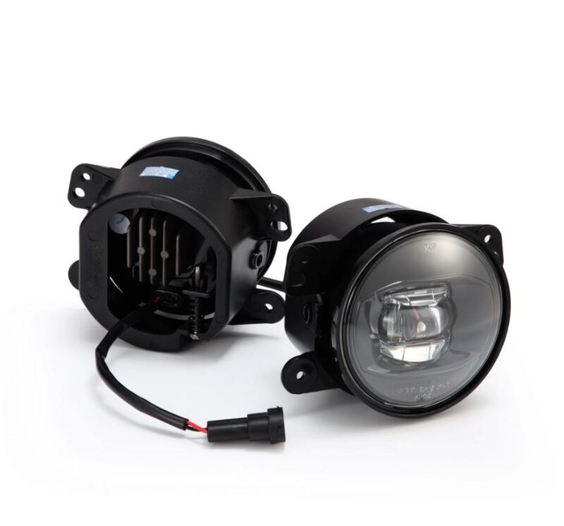 AlphaRex DoubleTap dual color LED fog lights for Chrysler, Dodge, Hummer, and Jeep, featuring white and amber illumination.