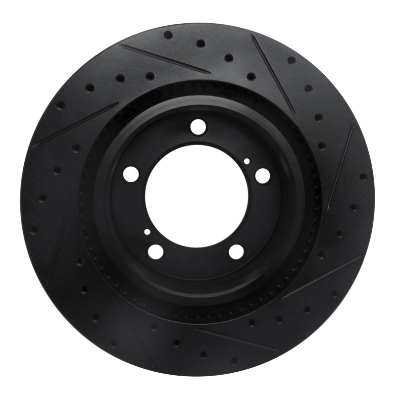 R1 08-21 Lexus LX570 Front Left Drilled & Slotted Black Brake Rotor