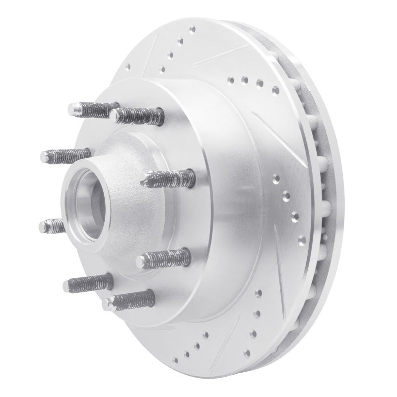 R1 99-02 Ford F-350 Super Duty 2WD Front Left Drilled & Slotted Silver Brake Rotor