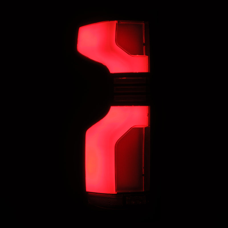 AlphaRex LUXX-Series LED tail lights for 19-24 Chevy Silverado 1500 and 20-24 2500HD/3500HD in red.