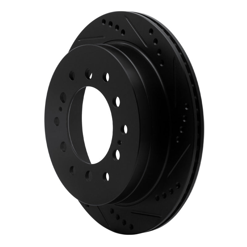 R1 01-09 Lexus GX470 Rear Right Drilled & Slotted Black Brake Rotor