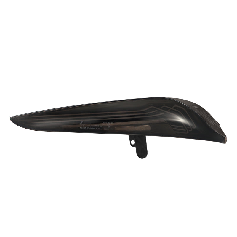 AlphaRex LUXX-Series laser style LED tail light for 20-24 Toyota Supra in alpha-black finish, showcasing sleek design.