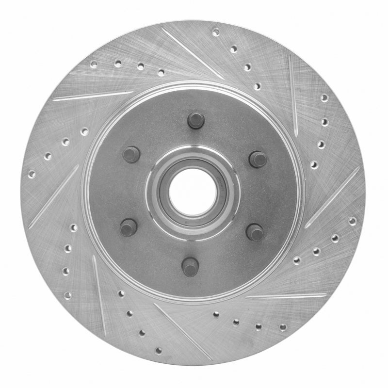 R1 04-08 Ford F-150 RWD Front Right Drilled & Slotted Silver Brake Rotor