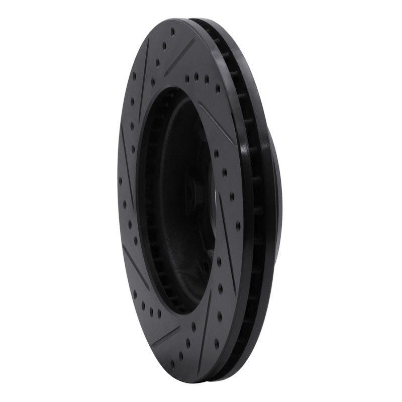 R1 90-92 Toyota Land Cruiser Front Right Drilled & Slotted Black Brake Rotor