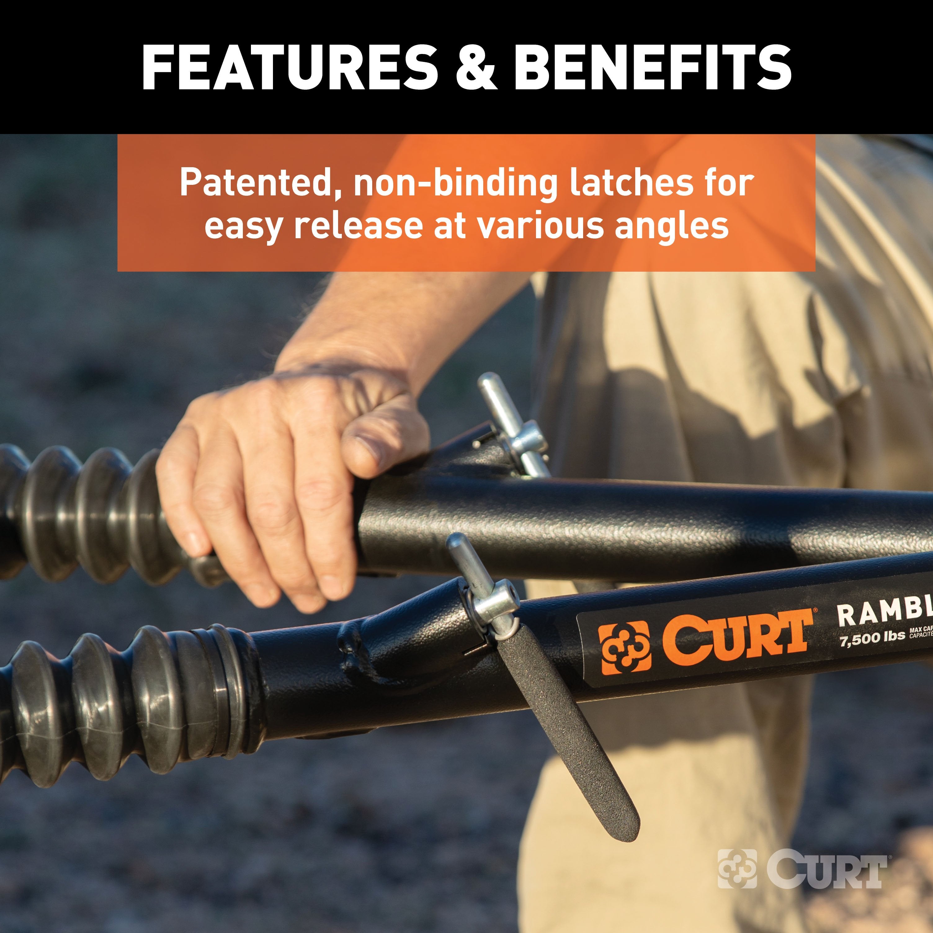 CURT Rambler Steel RV Tow Bar, 7,500 Pounds, 2-Inch Shank Model 70001