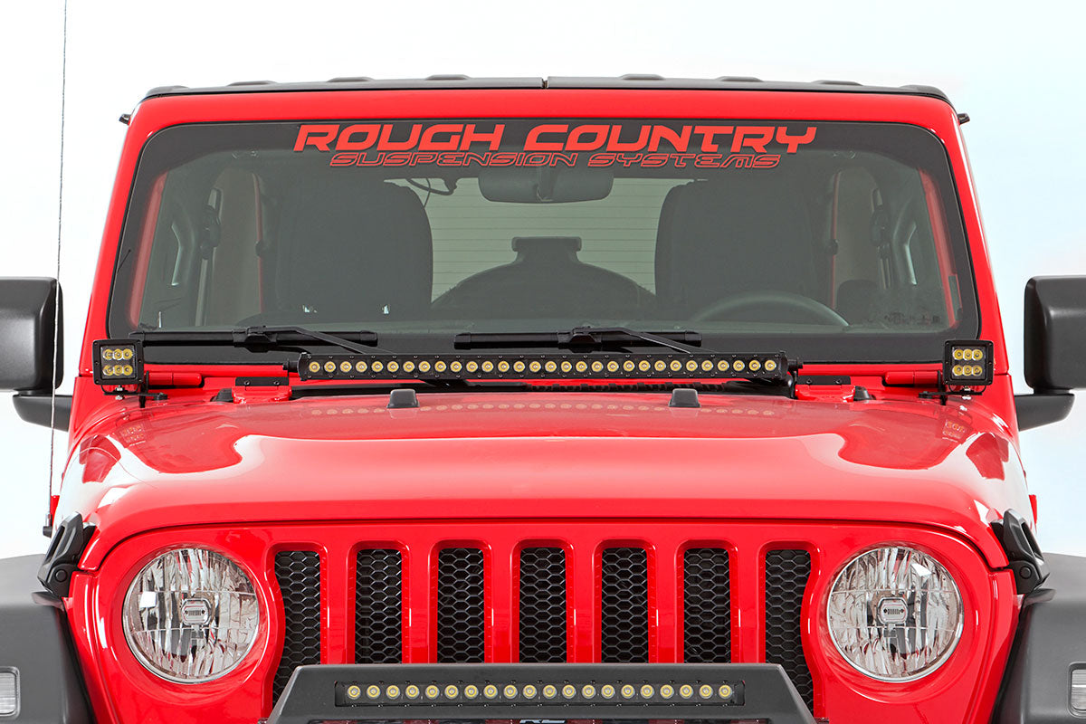 LED Light Kit Hinge Mount 2 Inch Black Pair Amber DRL Jeep Gladiator JT/Wrangler JL (18-26) Rough Country