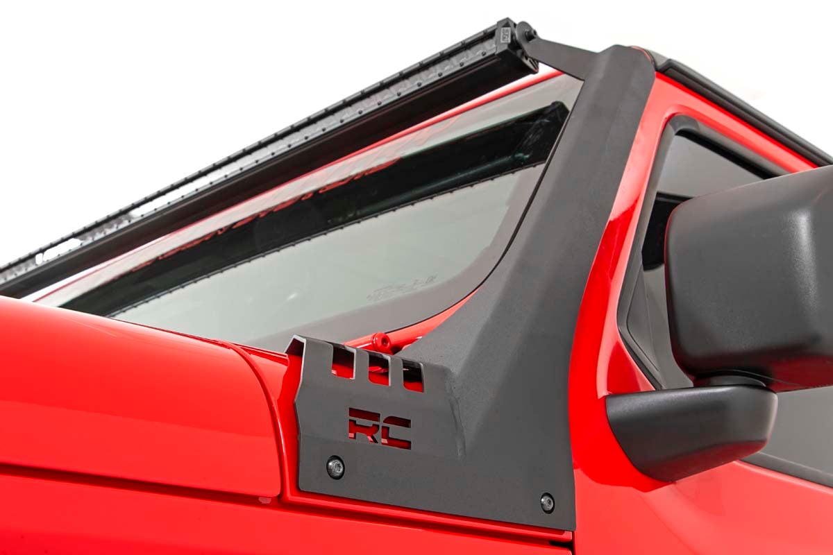 LED Light Kit Windshield Mount 50 Inch Black Single Row Jeep Gladiator JT/Wrangler JL (18-26) Rough Country