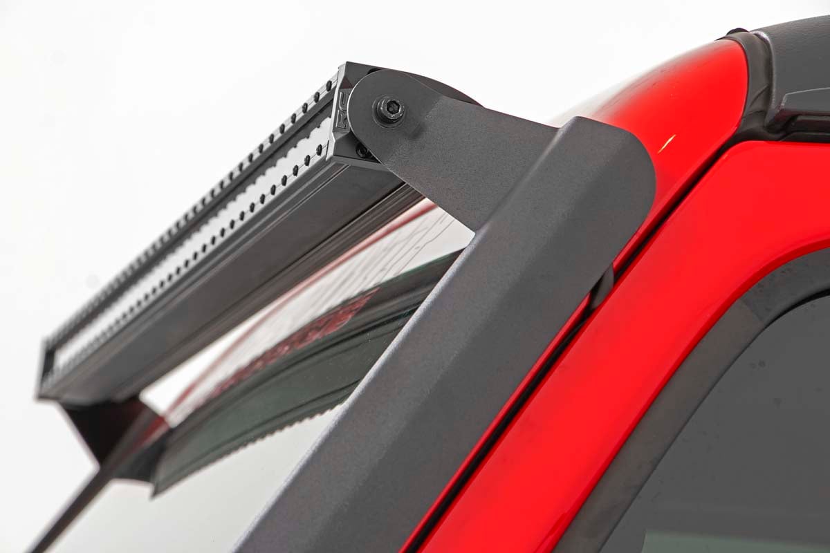 LED Light Kit Windshield Mount 50 Inch Black Single Row Jeep Gladiator JT/Wrangler JL (18-26) Rough Country
