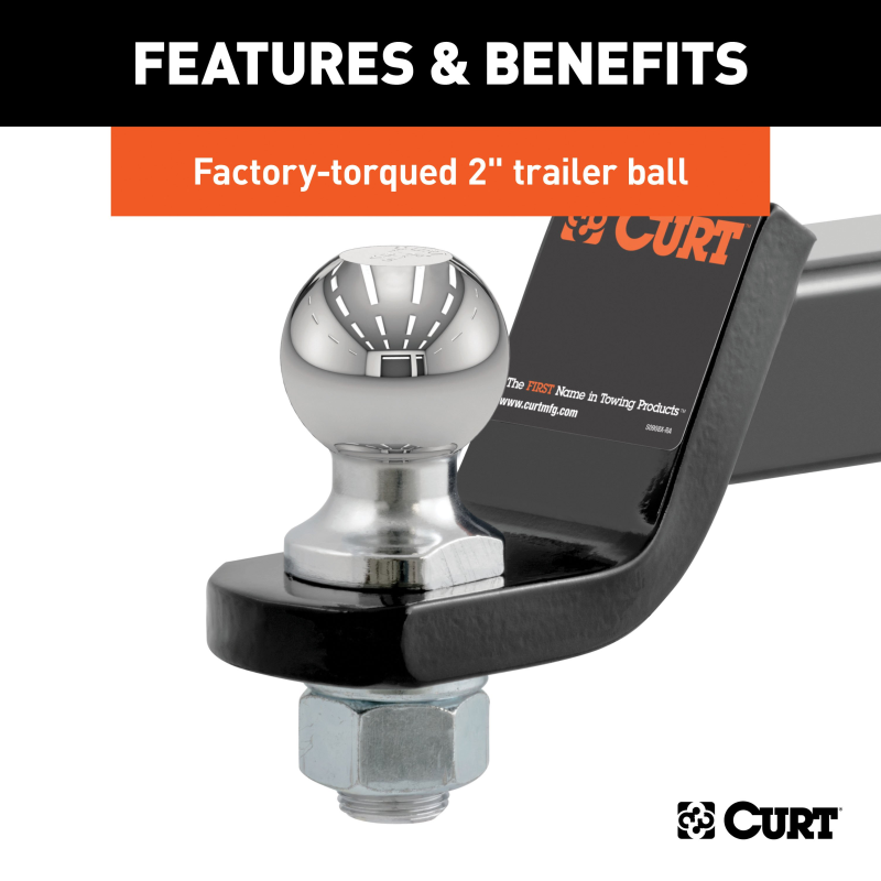 CURT Loaded Ball Mount with 2" Ball, Imported (2" Shank, 7,500 lbs., 2" Drop) Model 45836