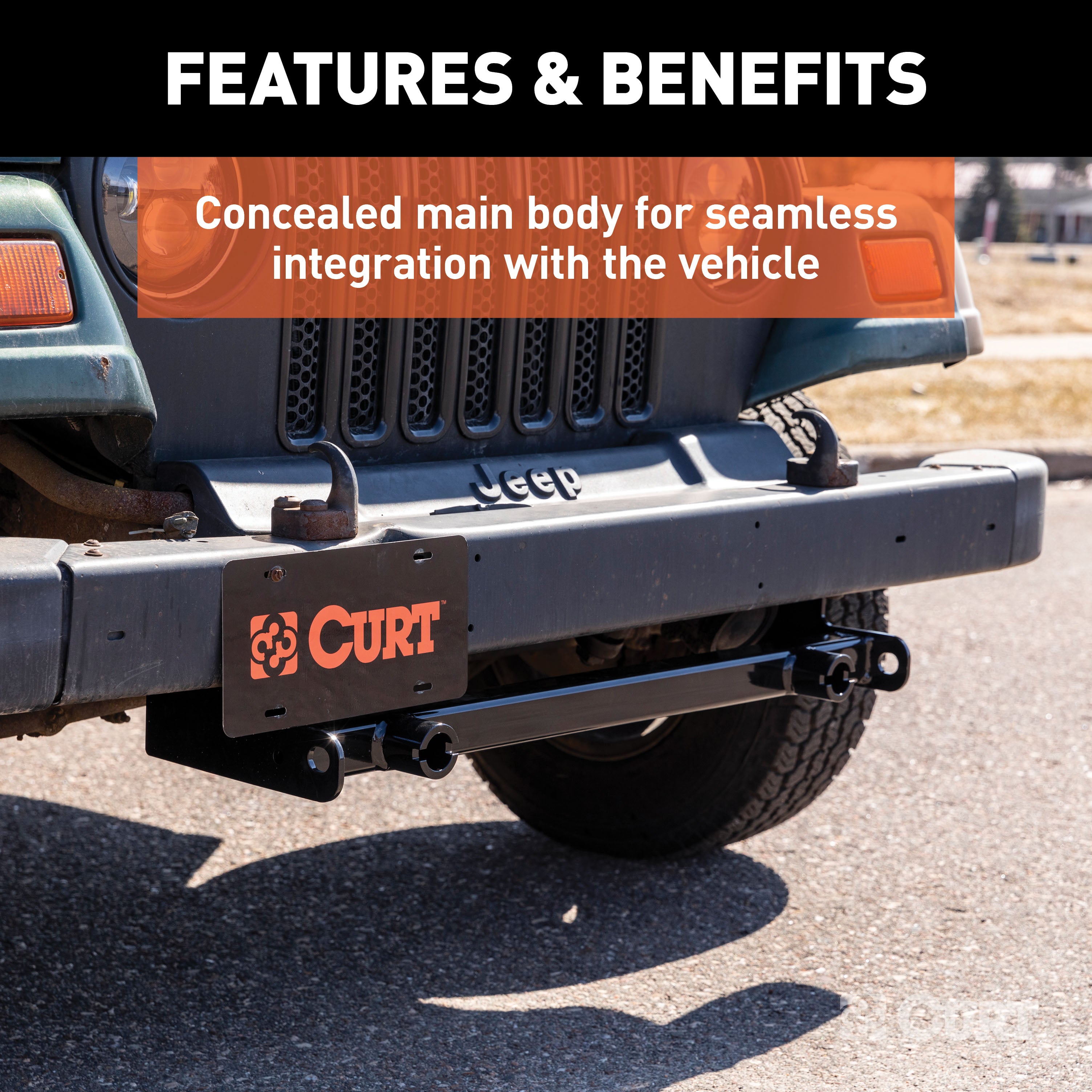 CURT Custom Tow Bar Base Plate Brackets for Dinghy Towing, Fits Select Jeep Wrangler TJ Model 70112