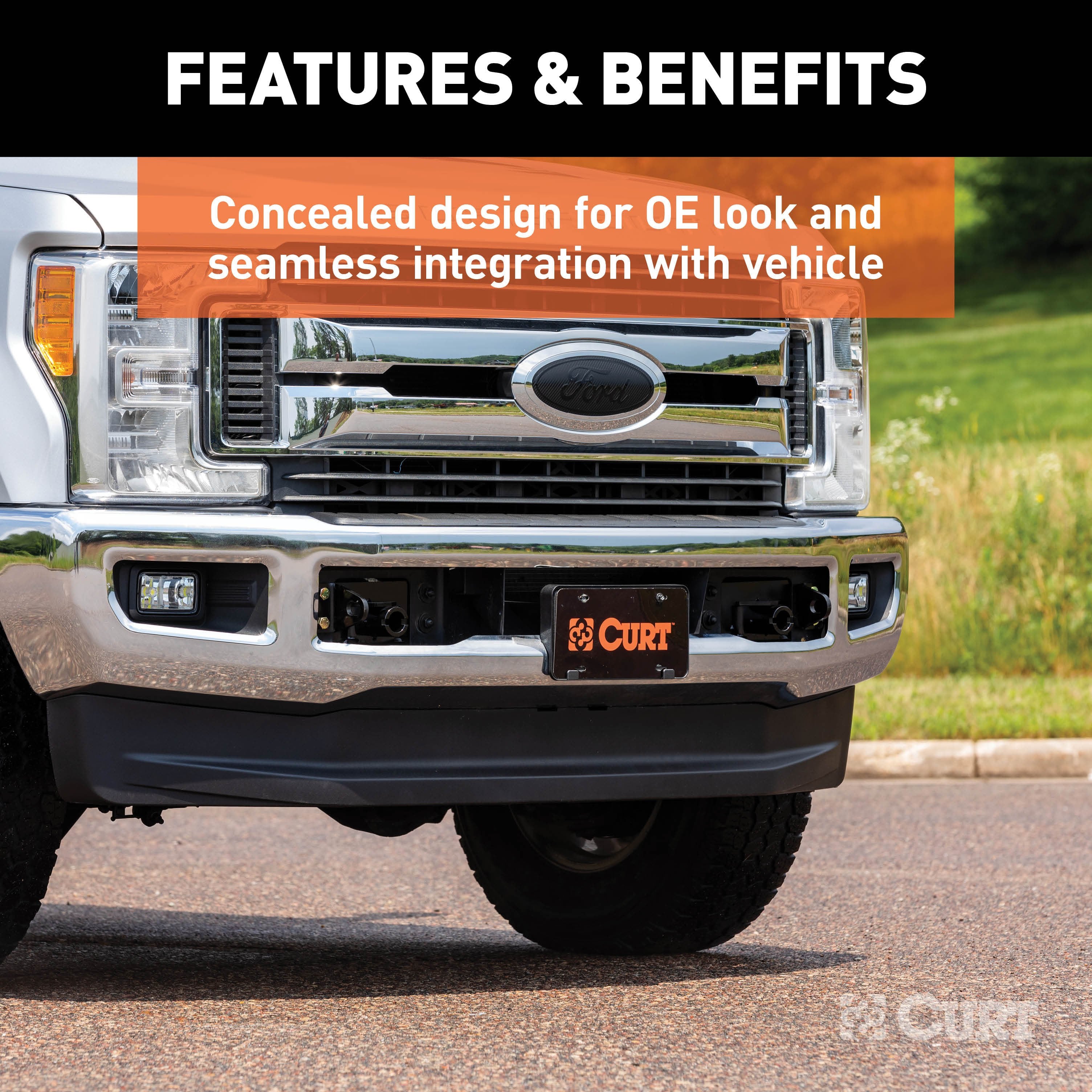 CURT Custom Tow Bar Base Plate Brackets for Dinghy Towing, Fits Select Ford F-250 Model 70137