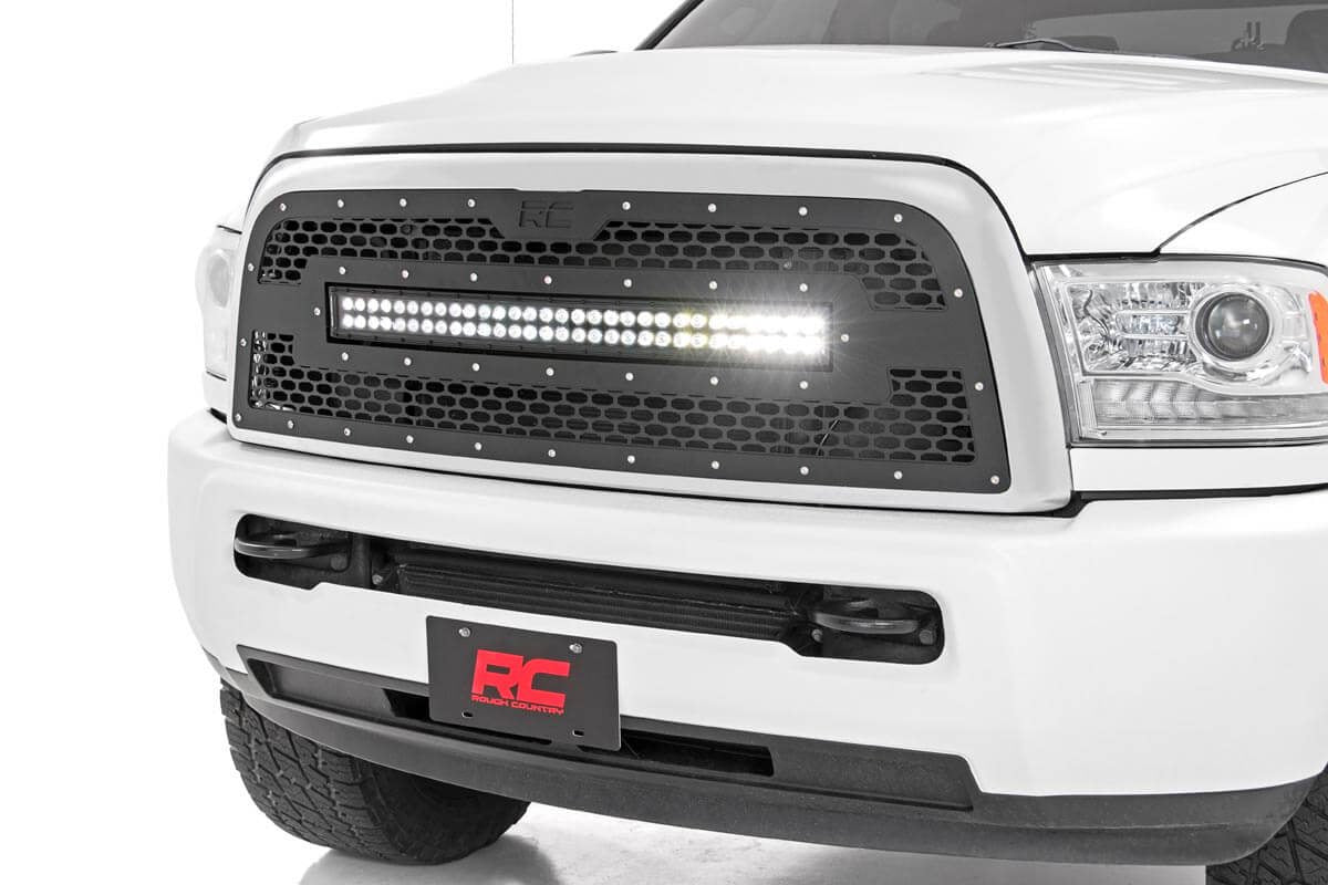 Mesh Grille 30 Inch Dual Row LED Black Ram 2500/3500 2WD/4WD (2013-2018) Rough Country