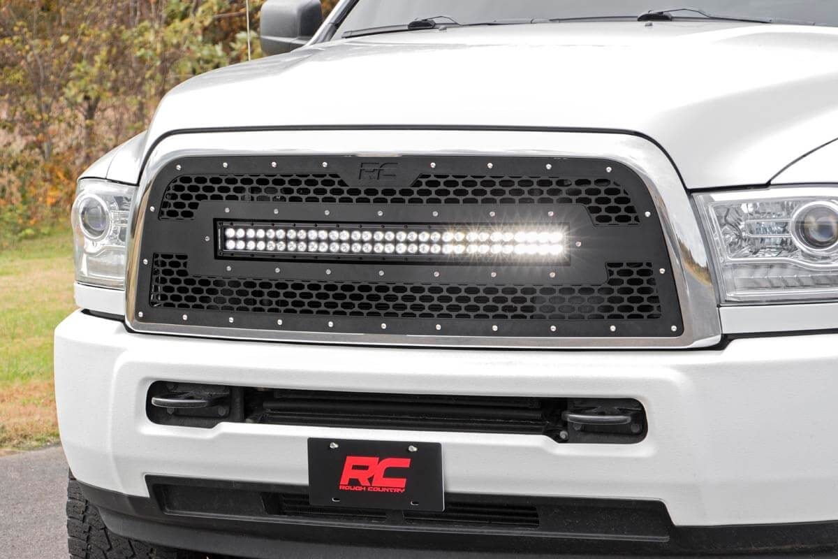 Mesh Grille 30 Inch Dual Row LED Black Ram 2500/3500 2WD/4WD (2013-2018) Rough Country