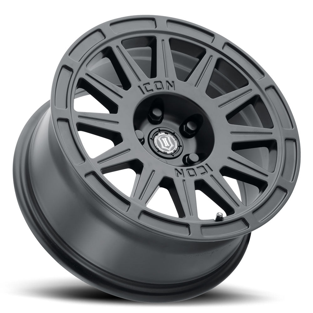 Ricochet 15 X 7 / 5 X 100 / 15MM / 4.6 Inch Back Space Satin Black, ICON Alloys