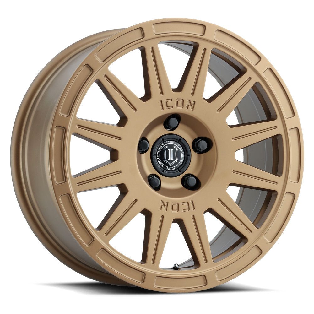 Ricochet 17 X 8 / 5 X 100 / 38 MM / 6 Inch Back Space Satin Gold, ICON Alloys
