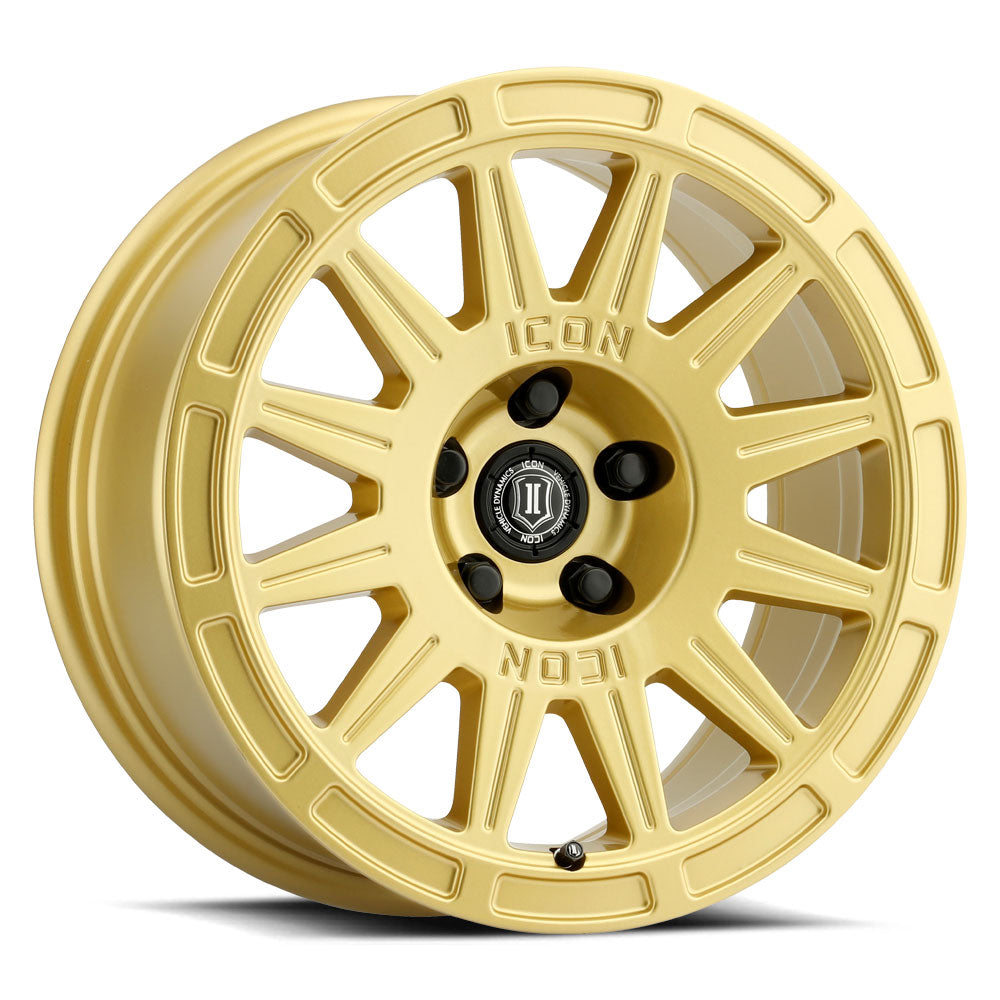 Ricochet 17 X 8 / 5 X 4.5 / 38 MM / 6 Inch Back Space Gloss Gold, ICON Alloys
