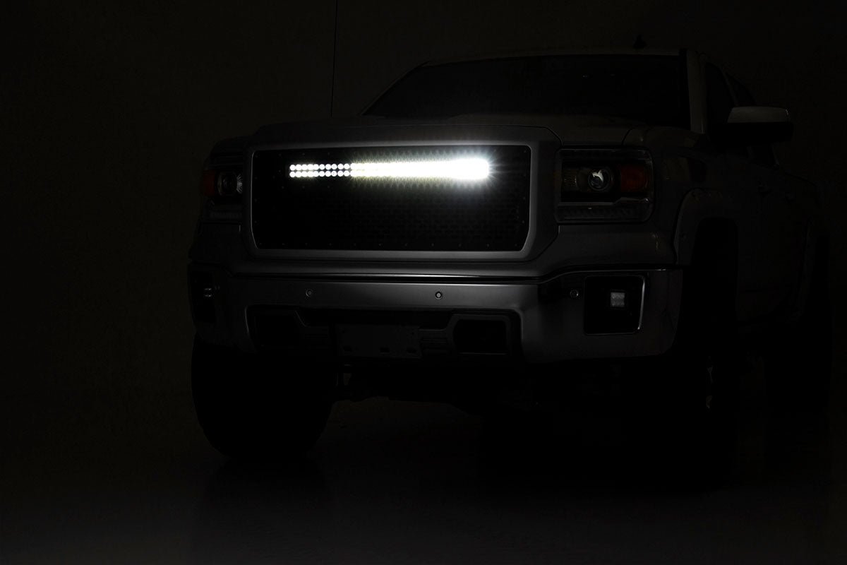Mesh Grille 30 Inch Dual Row LED Black Amber DRL GMC Sierra 1500 (14-15) Rough Country
