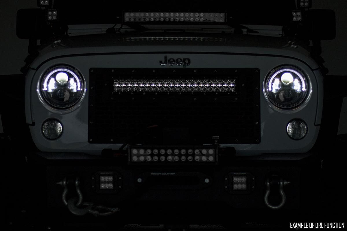 Mesh Grille 30 Inch Dual Row LED Black Amber DRL Ford F-150 (15-17) Rough Country
