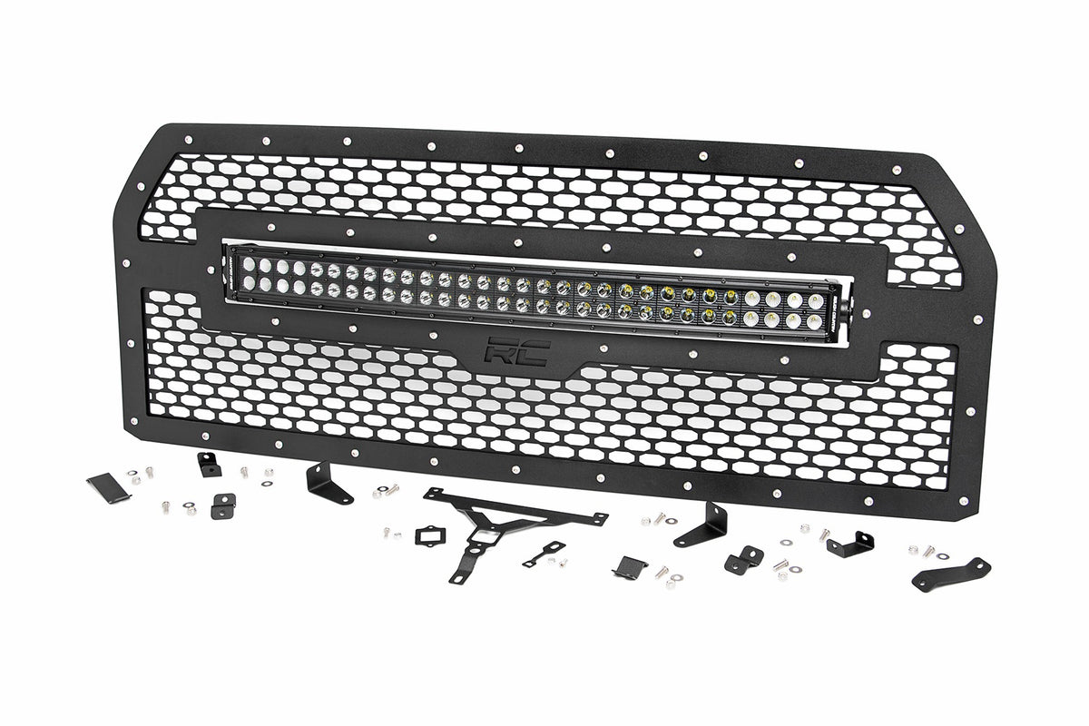 Mesh Grille 30 Inch Dual Row LED Black Amber DRL Ford F-150 (15-17) Rough Country