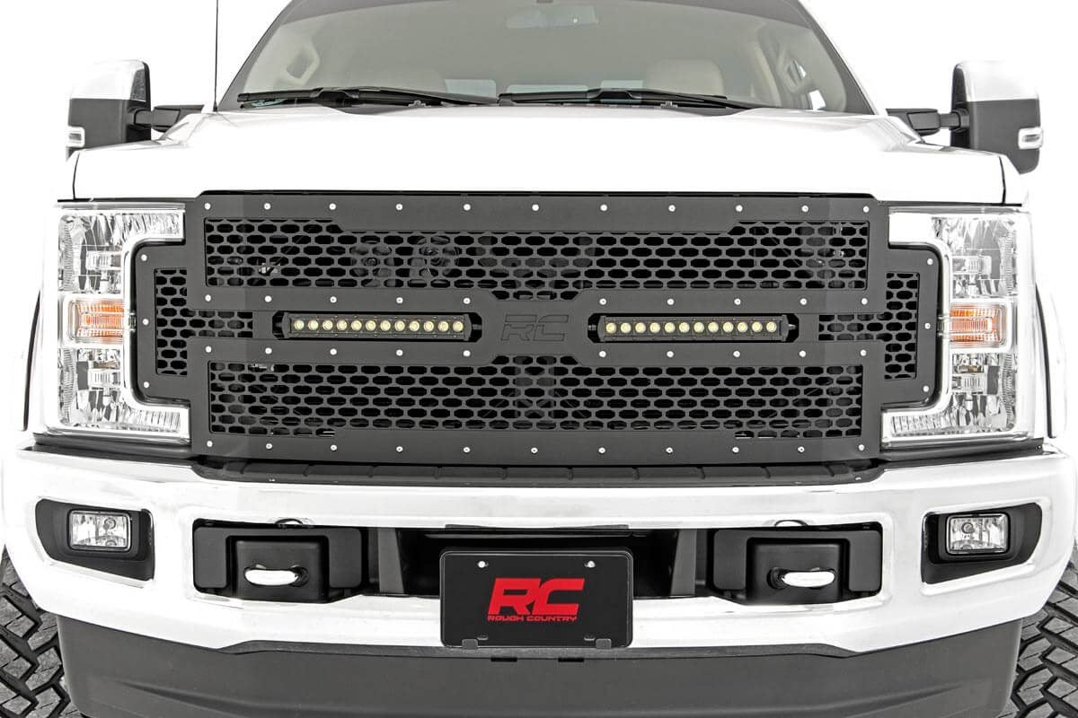Mesh Grille 12 Inch Dual Row LED Black Ford F-250/F-350 Super Duty (17-19) Rough Country