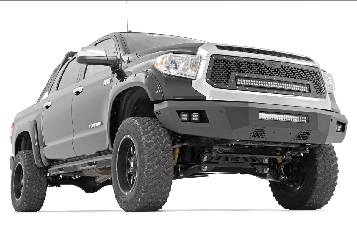 Mesh Grille 30 Inch Dual Row LED Black White DRL Toyota Tundra (14-17) Rough Country