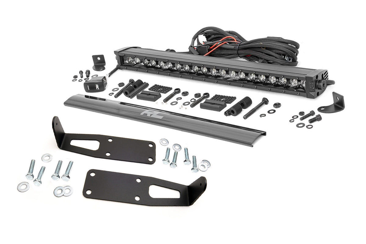 LED Light Kit Bumper Mount 20 Inch Black Single Row White DRL Ram 2500 (03-18)/3500 (03-18) Rough Country