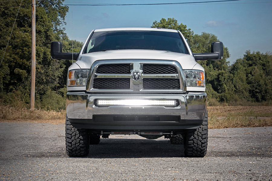 Dodge 40-inch Curved LED Light Bar Hidden Bumper Kit w/Chrome Series DRL LED For 10-18 Ram 2500/3500 Rough Country